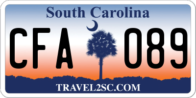 SC license plate CFA089