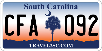 SC license plate CFA092