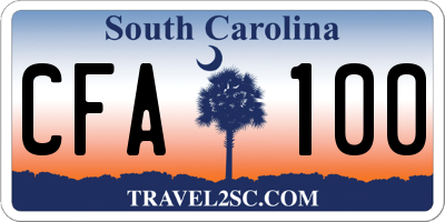 SC license plate CFA100