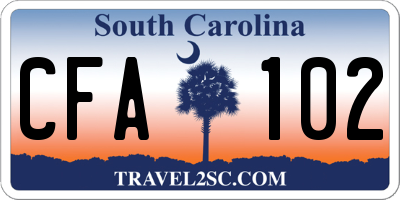 SC license plate CFA102