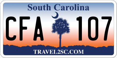 SC license plate CFA107