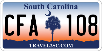 SC license plate CFA108