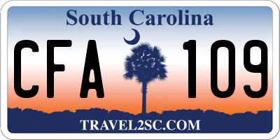SC license plate CFA109