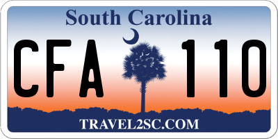 SC license plate CFA110