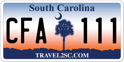 SC license plate CFA111