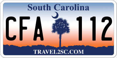 SC license plate CFA112