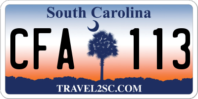 SC license plate CFA113