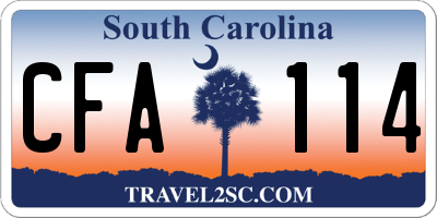 SC license plate CFA114