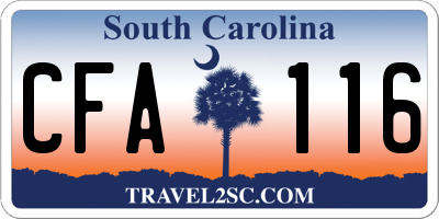 SC license plate CFA116
