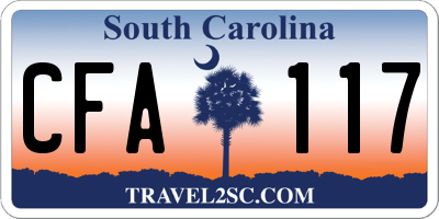SC license plate CFA117