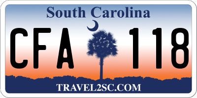 SC license plate CFA118