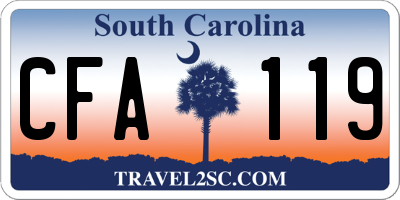 SC license plate CFA119