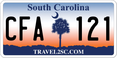 SC license plate CFA121