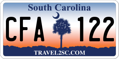 SC license plate CFA122