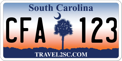 SC license plate CFA123