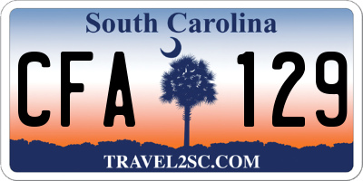SC license plate CFA129