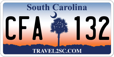 SC license plate CFA132