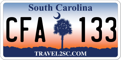 SC license plate CFA133