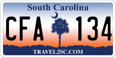 SC license plate CFA134