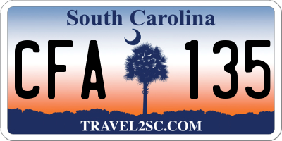 SC license plate CFA135