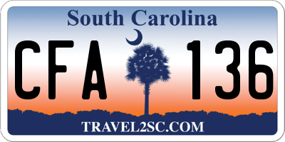 SC license plate CFA136