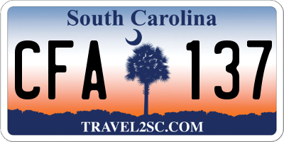 SC license plate CFA137