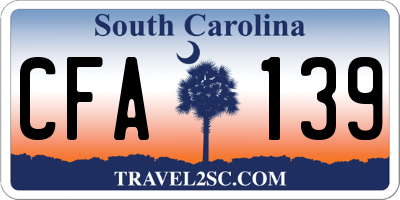 SC license plate CFA139