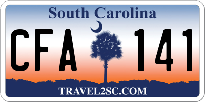 SC license plate CFA141
