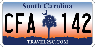 SC license plate CFA142