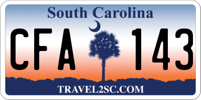 SC license plate CFA143