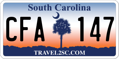 SC license plate CFA147