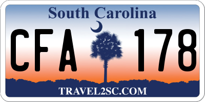 SC license plate CFA178