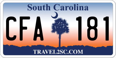 SC license plate CFA181