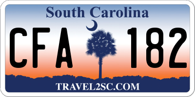 SC license plate CFA182
