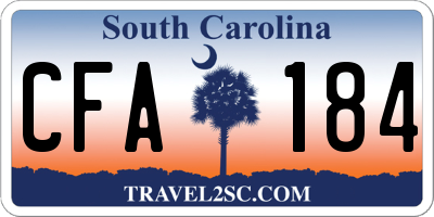 SC license plate CFA184