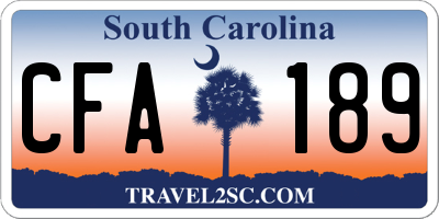SC license plate CFA189