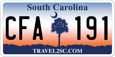 SC license plate CFA191