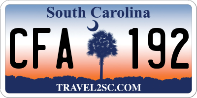 SC license plate CFA192
