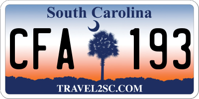 SC license plate CFA193