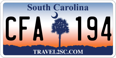 SC license plate CFA194