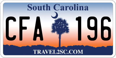 SC license plate CFA196