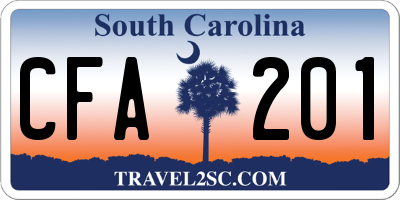 SC license plate CFA201