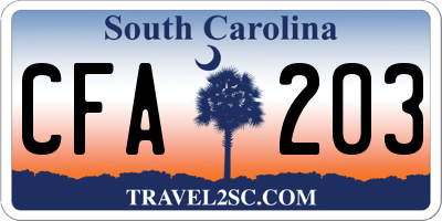 SC license plate CFA203