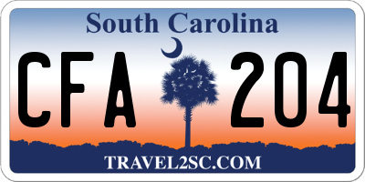 SC license plate CFA204