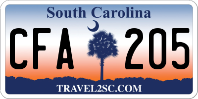 SC license plate CFA205