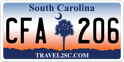 SC license plate CFA206