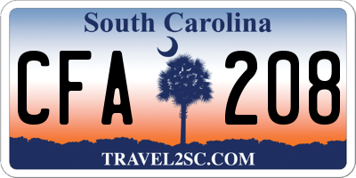 SC license plate CFA208