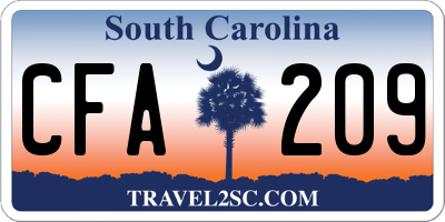 SC license plate CFA209
