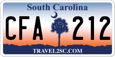 SC license plate CFA212