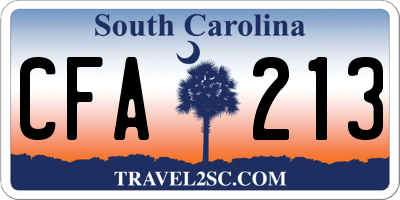SC license plate CFA213